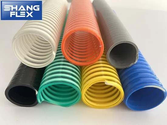 골판지 나선형 3색 유연한 PVC 흡입 호스
